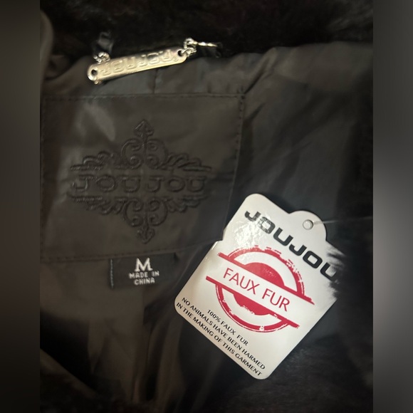 NWT JOUJOU BLACK FAUX FUR WOMEN JACKET / COAT - Picture 10 of 15